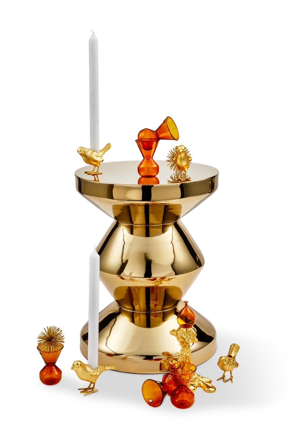 Zig Zag metal skammel - Guld